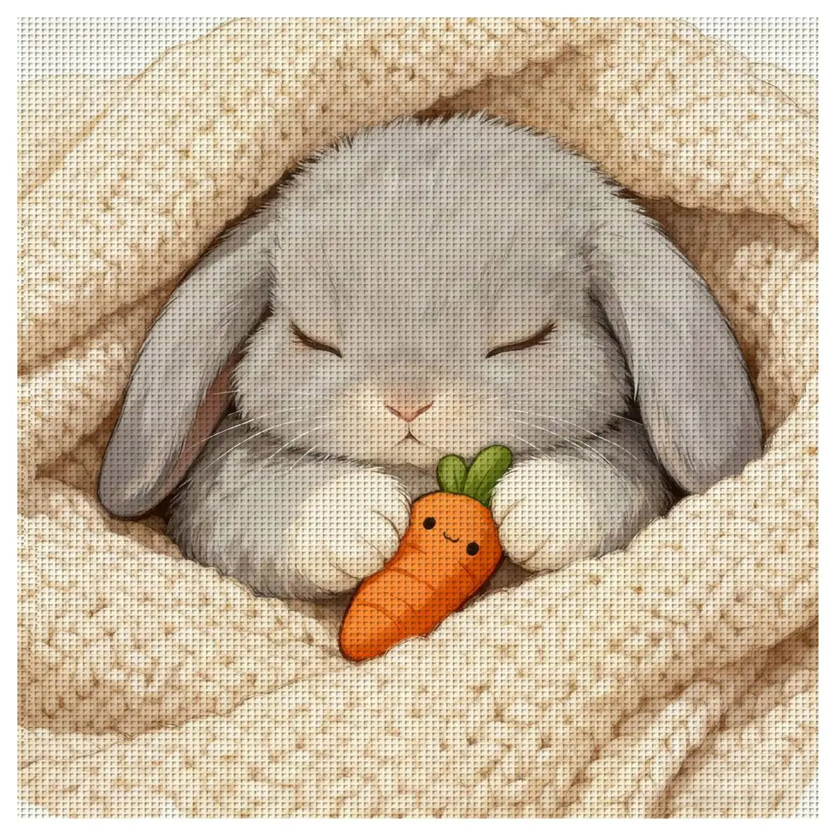 Sleeping Bunny with Carrot Cross Stitch Kit 🐰🥕💛