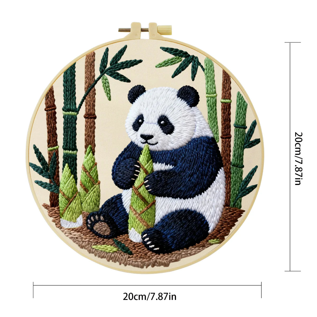Cute Panda Bamboo Embroidery Kit – Adorable Panda Bear Needlepoint Pattern with Forest Bamboo Scene for Animal Lovers