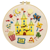 Kids Castle Embroidery DIY Kit – Cute Fantasy Beginner Stitching Kit with Hoop, Pattern & Threads