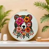 Floral Bear Hand Embroidery Kit The Stichers Heavane