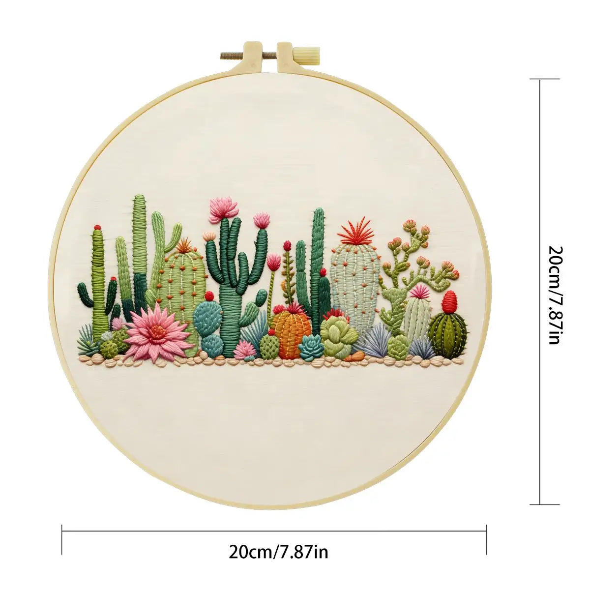 Cactus Garden Embroidery Kit – DIY Succulent Desert Hoop Art for Beginners & Plant Lovers