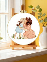 Mother & Daughter Embroidery Kit for Beginners – DIY Family Love Hand Embroidery Hoop Set