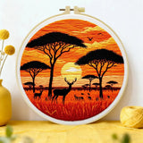 African Safari Sunset Embroidery Kit Kits For Stitchers