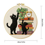Black Cat Embroidery Kit for Beginners – DIY Cute Cat Hand Embroidery Hoop Set