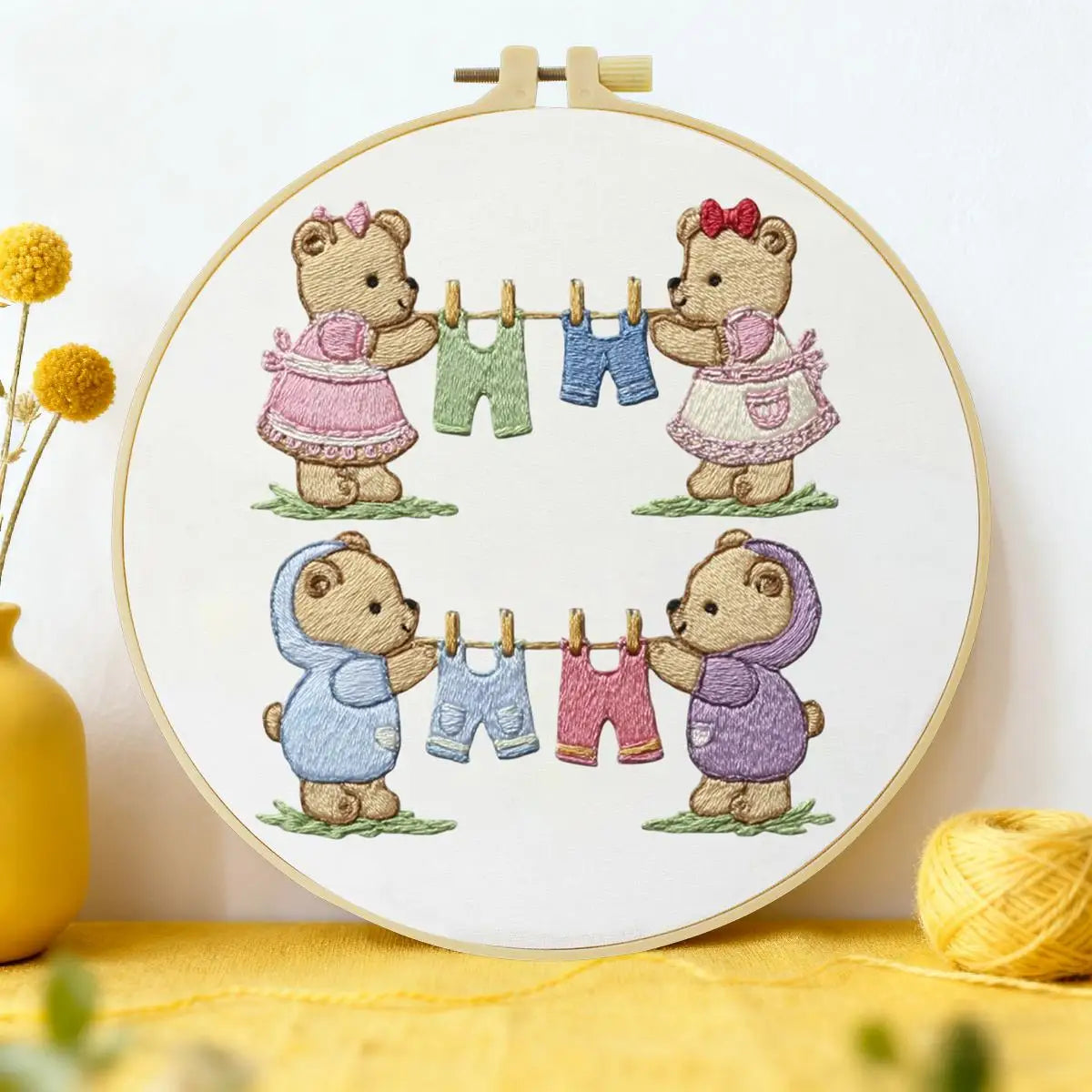 Hardworking Little Bear Embroidery Starter Kit