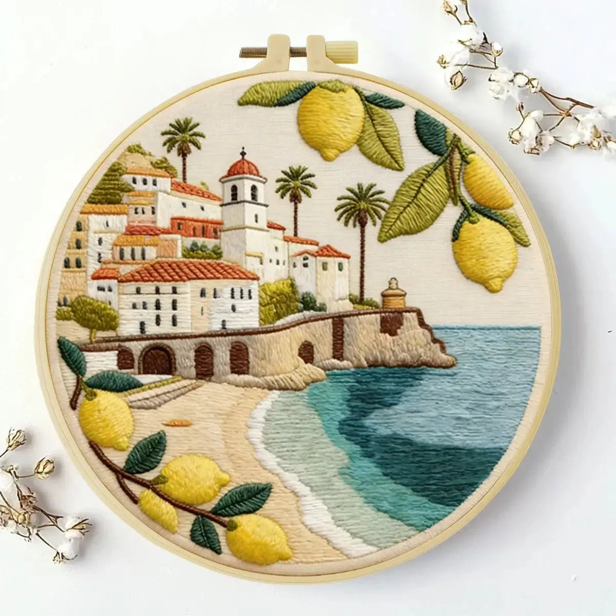 Mediterranean Lemon Coast Embroidery Kit Kits For Stitchers