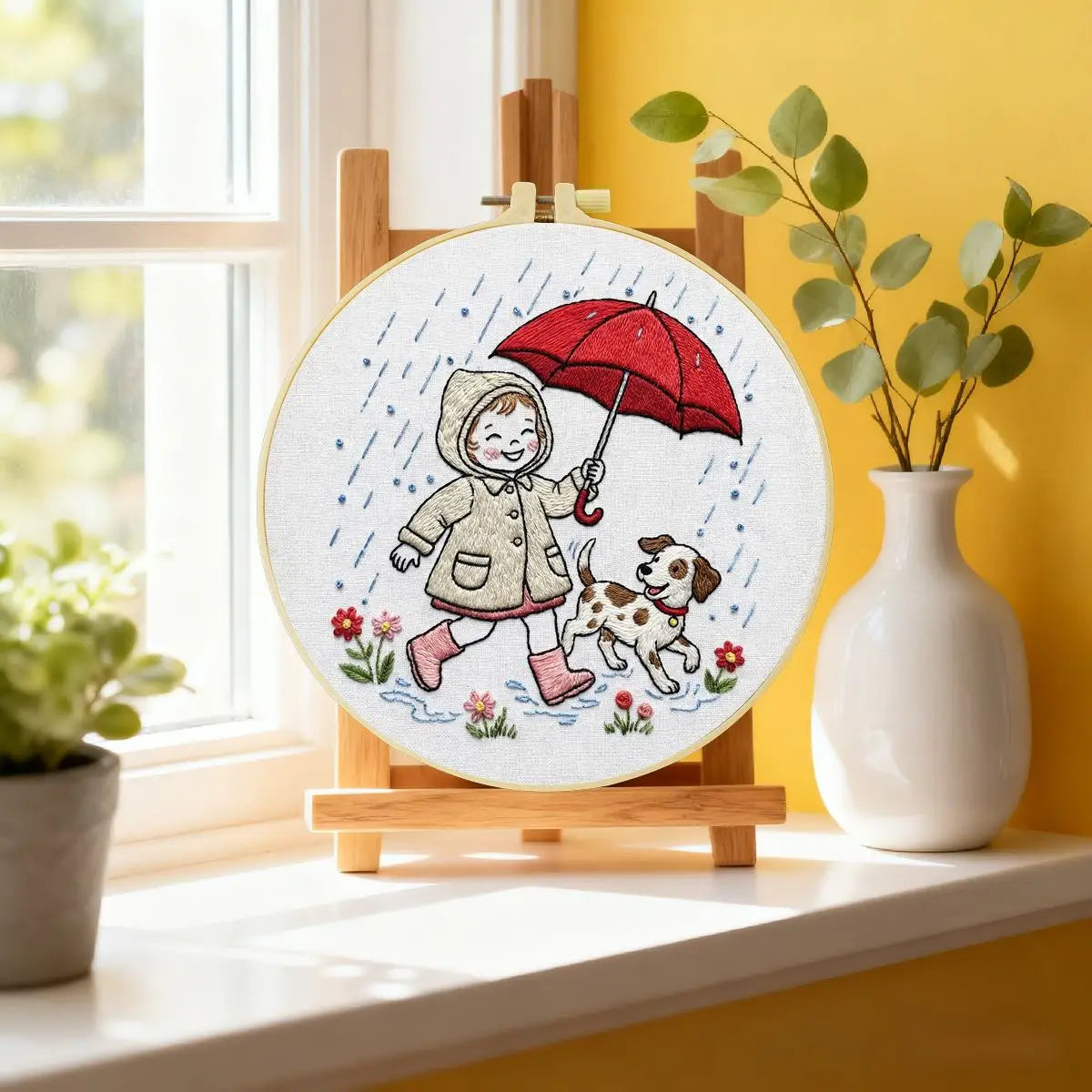 Rainy Day Puppy Walk Embroidery Kit ☔🐶❤ Kits For Stitchers