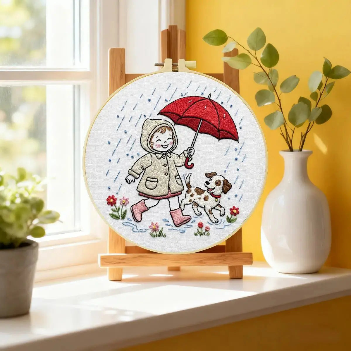 Rainy Day Puppy Walk Embroidery Kit ☔🐶❤ Kits For Stitchers