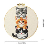 Stacked Kittens Embroidery Kit – Cute Cat Trio Needlepoint Pattern with Playful Kitten Faces for Cat Lover Decor