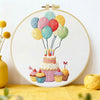 Handmade Birthday Cake Embroidery Hoop Wall Art – Colorful Balloon Party Decor