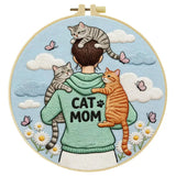 Cat Mom Punch Needle Wall Art – Handmade Embroidery Hoop Decor for Nursery & Cozy Rooms Kits For Stitchers