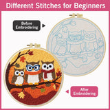 Cute Owl Family Punch Needle Wall Art – Handmade Embroidery Hoop Decor for Nursery & Cozy Rooms
