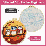 Cute Owl Family Punch Needle Wall Art – Handmade Embroidery Hoop Decor for Nursery & Cozy Rooms Kits For Stitchers