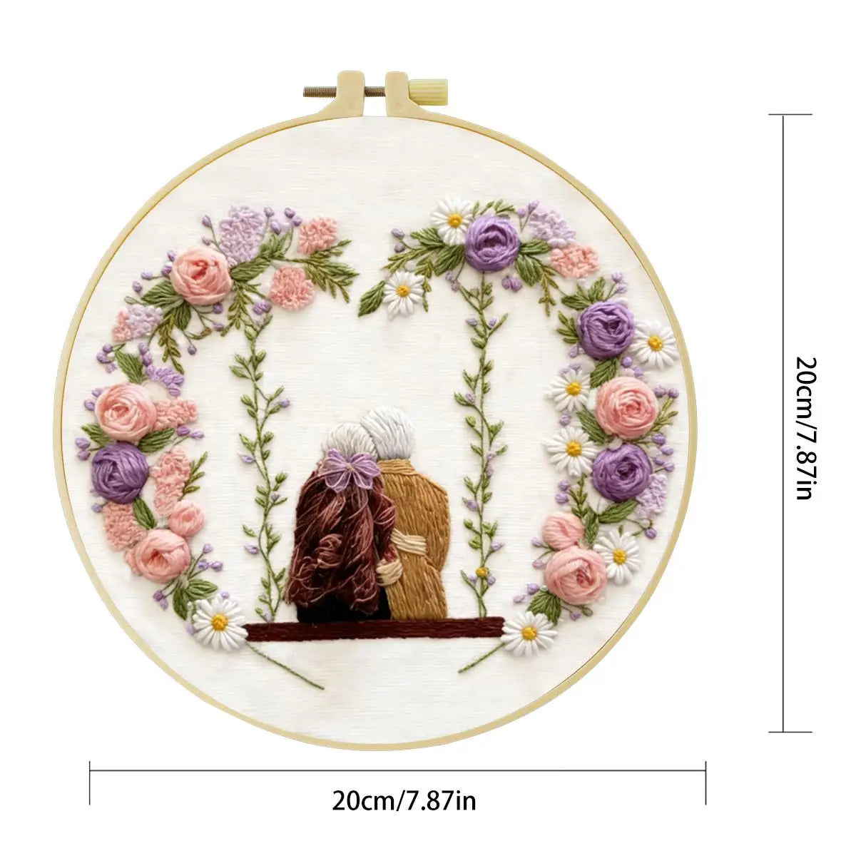 Grandma & Granddaughter Embroidery Kit for Beginners – DIY Floral Hand Embroidery Hoop Set
