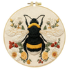 Bumble Bee Embroidery DIY Kit – Floral Insect Beginner Stitching Kit with Hoop, Pattern & Threads