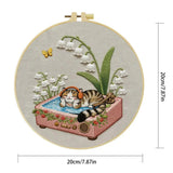 Cozy Cat & Lily of the Valley Embroidery Kit Kits For Stitchers