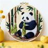 Cute Panda Bamboo Embroidery Kit – Adorable Panda Bear Needlepoint Pattern with Forest Bamboo Scene for Animal Lovers