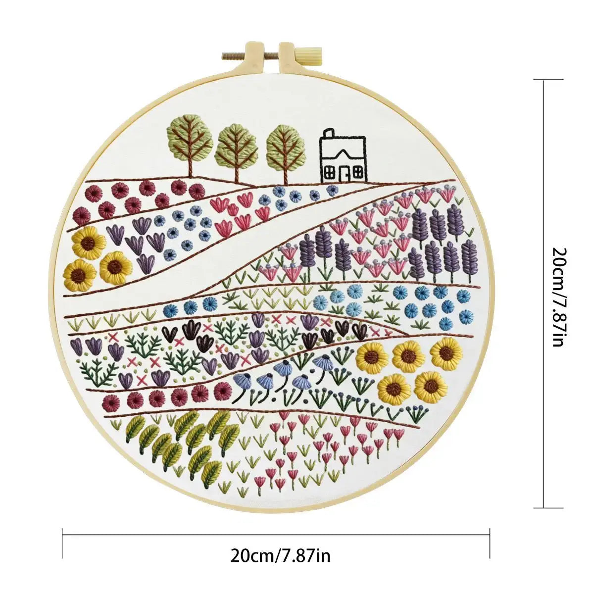 Wildflower Meadow Embroidery Kit – Countryside Floral DIY Hand Embroidery Hoop Art Set Kits For Stitchers