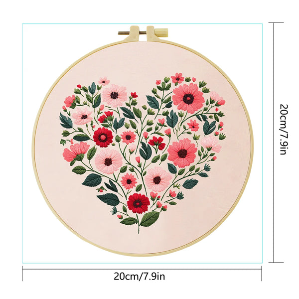 Floral Heart Hand Embroidery Kit
