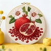 Pomegranate Embroidery Kit for Beginners – DIY Floral Fruit Hand Embroidery Hoop Set