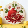 Pomegranate Embroidery Kit for Beginners – DIY Floral Fruit Hand Embroidery Hoop Set Kits For Stitchers