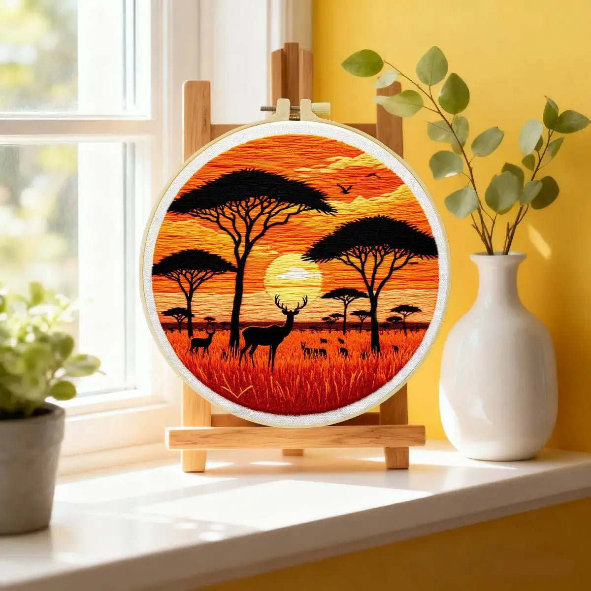 African Safari Sunset Embroidery Kit Kits For Stitchers