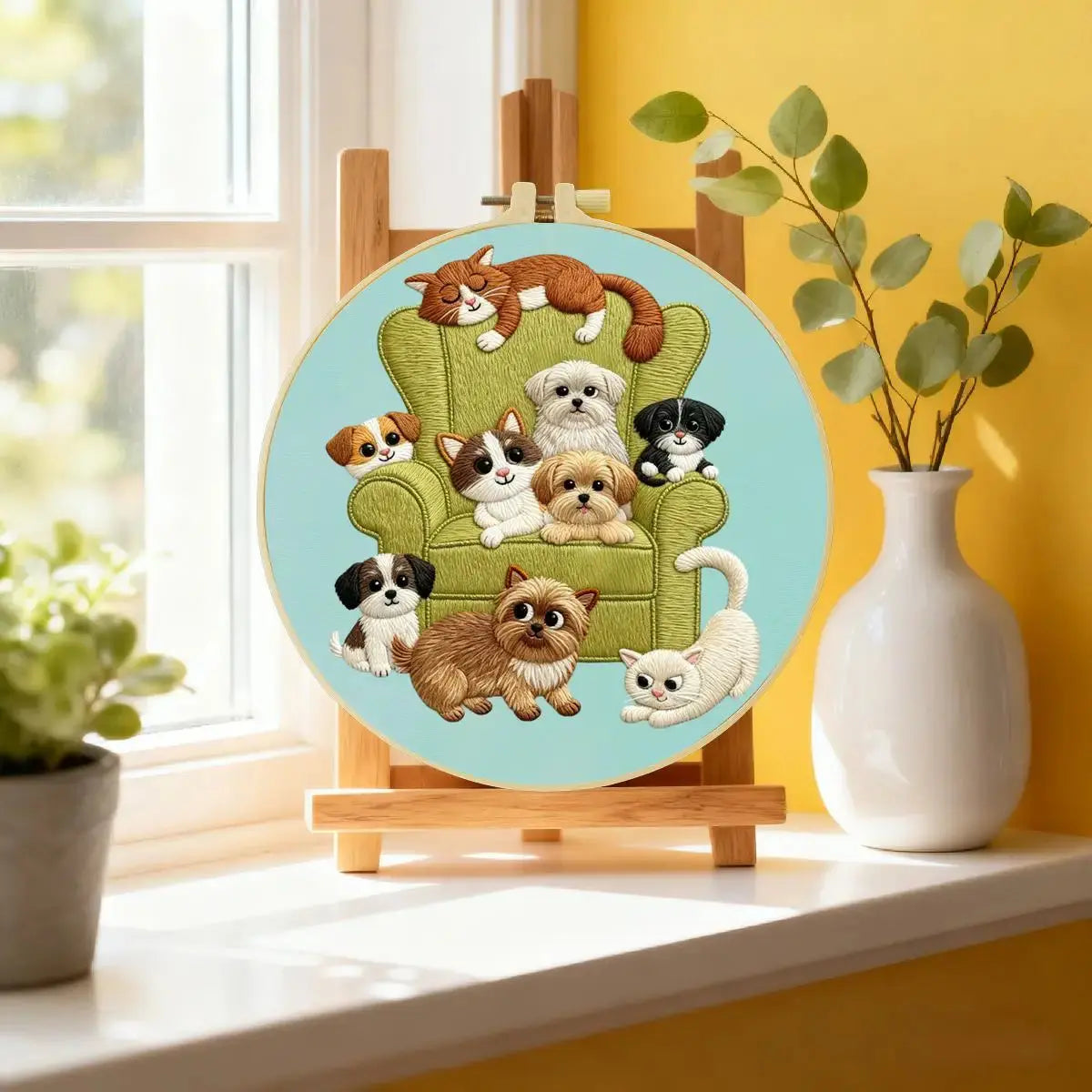 Cozy Pets Embroidery Kit Kits For Stitchers