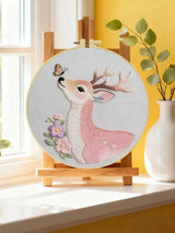 Pink Deer & Butterfly Embroidery Kit Kits For Stitchers