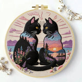 Midnight Soulmates Cat Embroidery Kit Kits For Stitchers