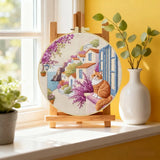 Mediterranean Cat Village Embroidery Kit – Scenic Coastal DIY Hand Embroidery Hoop Art Set