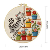 Cute Cat & Flowers Punch Needle Wall Art – Handmade Embroidery Hoop Decor for Nursery & Cozy Rooms Kits For Stitchers