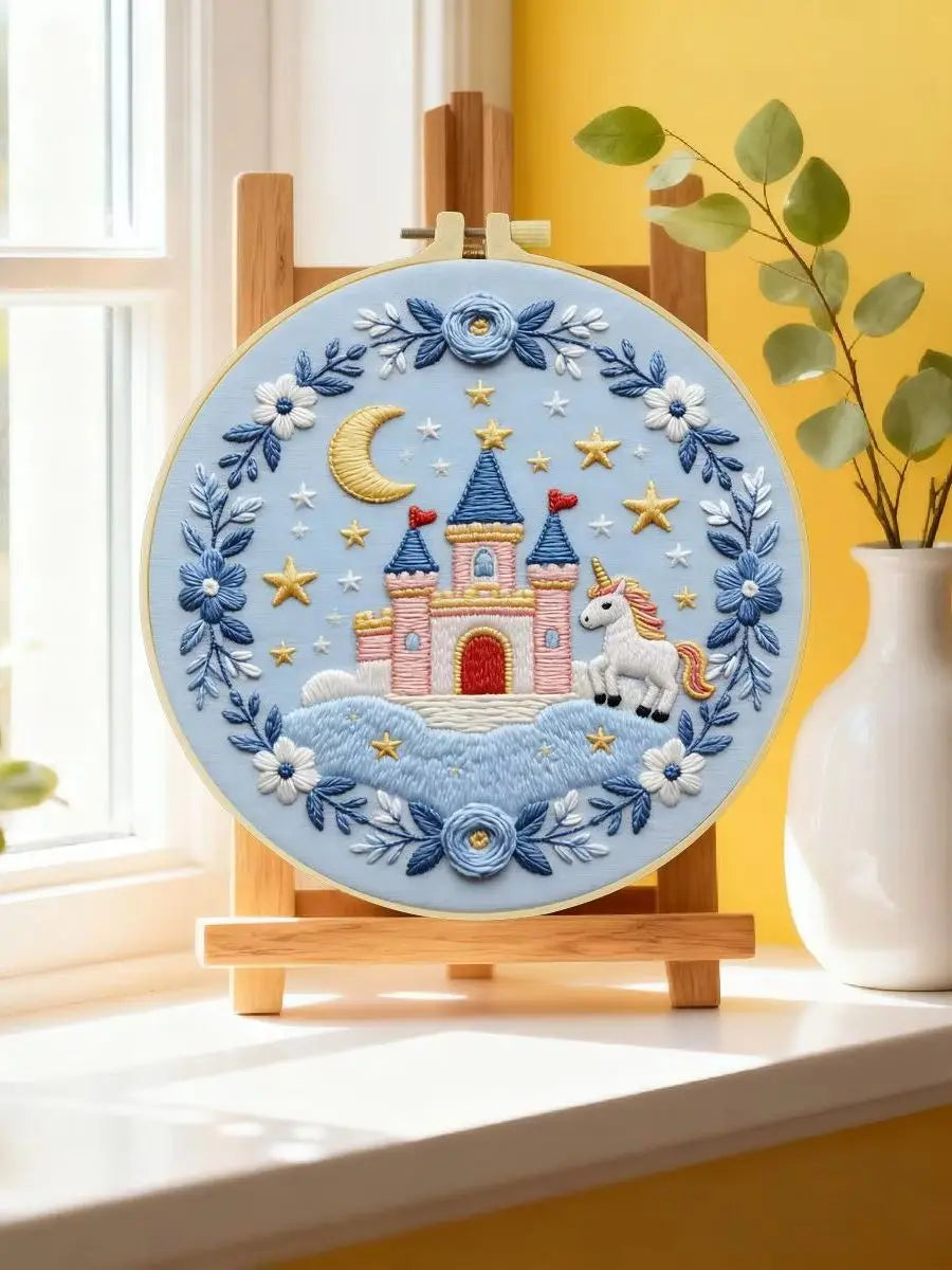 Enchanted Unicorn Castle Embroidery Kit Kits For Stitchers