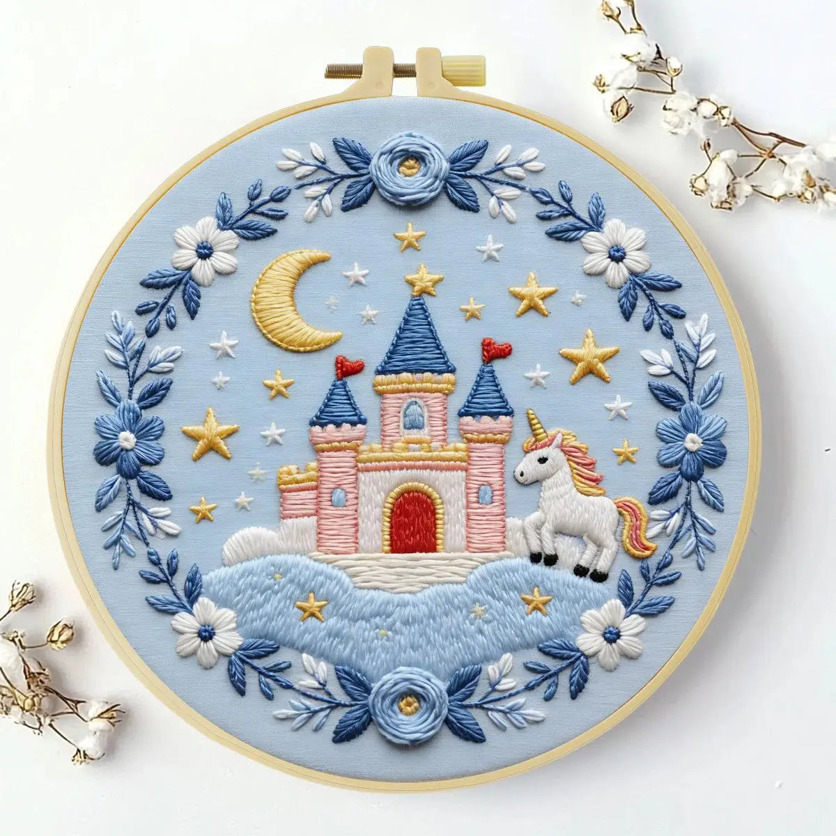 Enchanted Unicorn Castle Embroidery Kit Kits For Stitchers