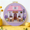 Charming Cafe House Embroidery Starter Kit – DIY Floral Cottage Sewing Art Set for Beginners