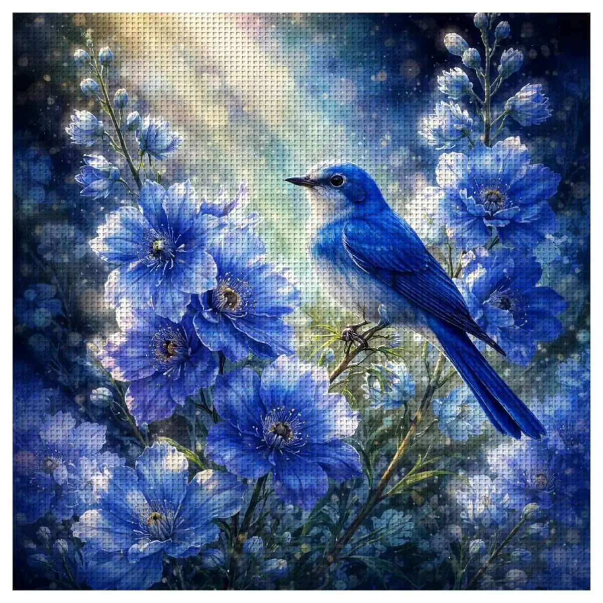 Bluebird in Moonlit Blossoms Cross Stitch Kit 💙🐦🌸✨ Kits For Stitchers