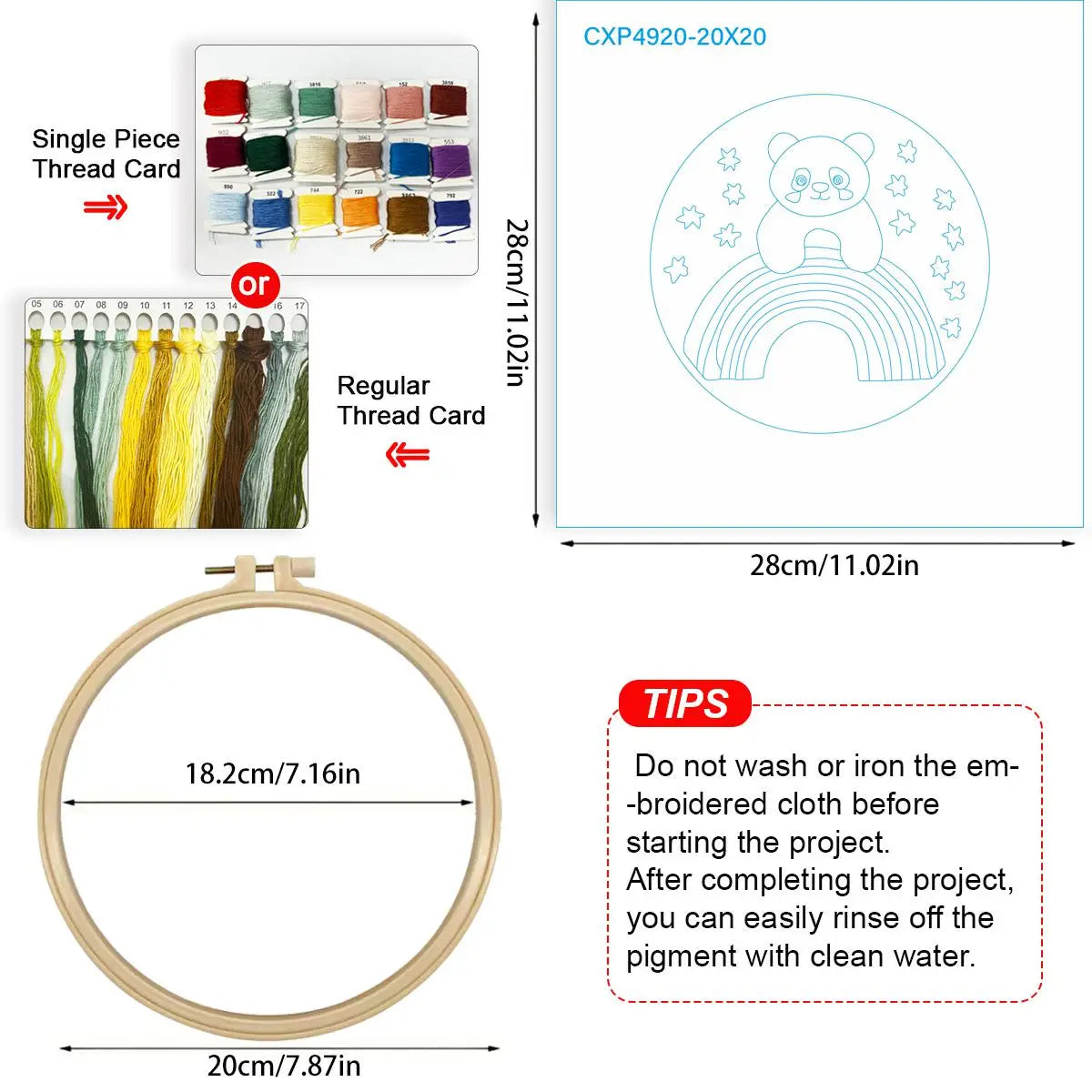 Rainbow Panda Embroidery Kit Kits For Stitchers