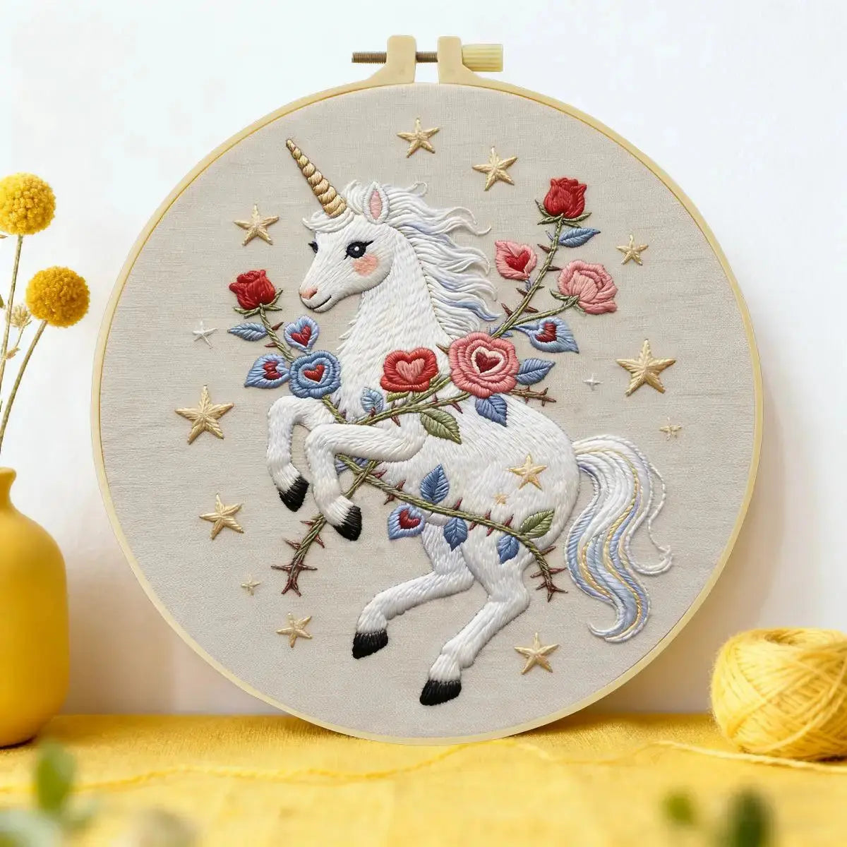 Celestial Rose Unicorn Embroidery Kit Kits For Stitchers