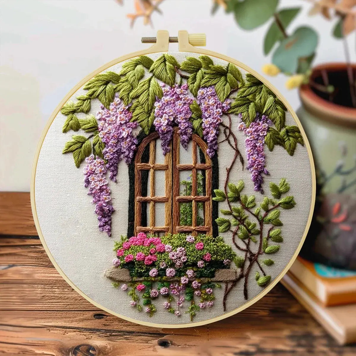 Windows & Flowers Hand Embroidery Kit The Stichers Heavane