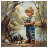 Little Fisherman & Dog Cross Stitch Kit 🎣🐶🧵✨ Kits For Stitchers