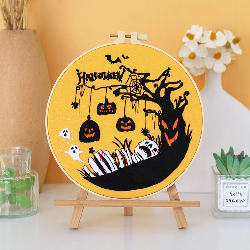 Spooky Halloween Embroidery Kit Collection – 7 Designs