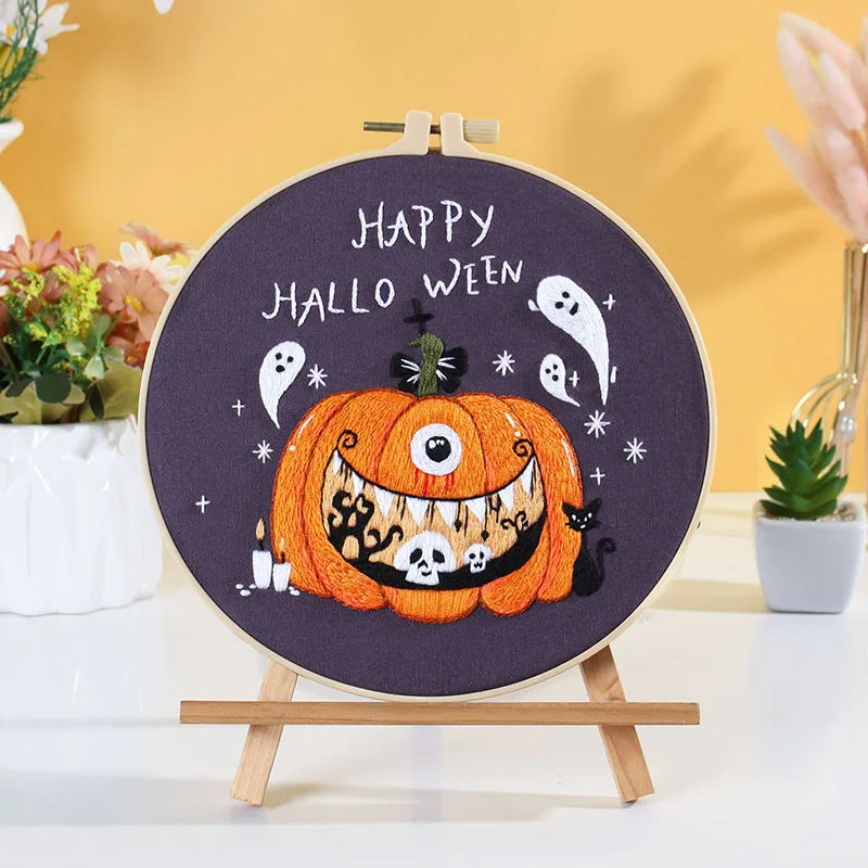 Spooky Halloween Embroidery Kit Collection – 6 Designs