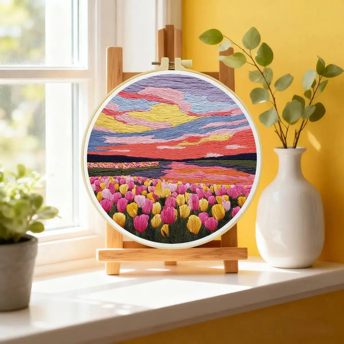 Sunset Tulip Fields Embroidery Kit Kits For Stitchers