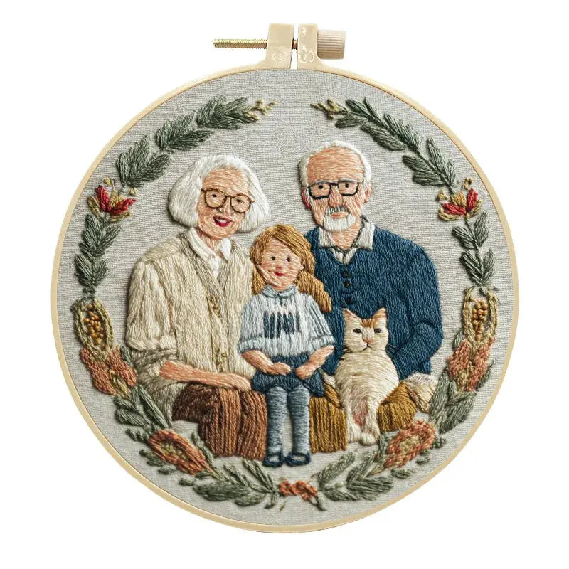 Custom Family Portrait Embroidery Kit – Personalized DIY Hand Embroidery Hoop Art Set from Photo Kits For Stitchers