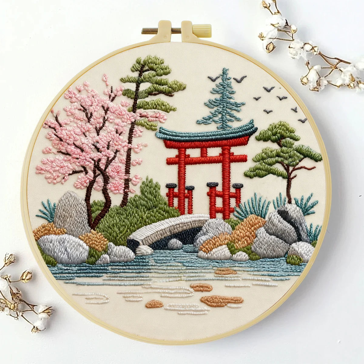 Floral Bouquet Embroidery DIY Kit – Beginner Flower Stitching Kit with Hoop & Pattern