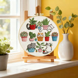 Cute Cats & Plants Embroidery Kit for Beginners – DIY Kawaii Hand Embroidery Hoop Set Kits For Stitchers