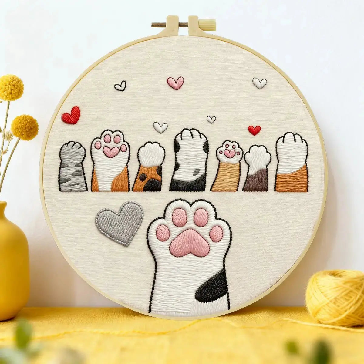 Cute Cat Paws Embroidery Kit Kits For Stitchers
