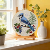 Blue Jay Bird Embroidery Kit for Beginners – DIY Nature Hand Embroidery Hoop Set Kits For Stitchers