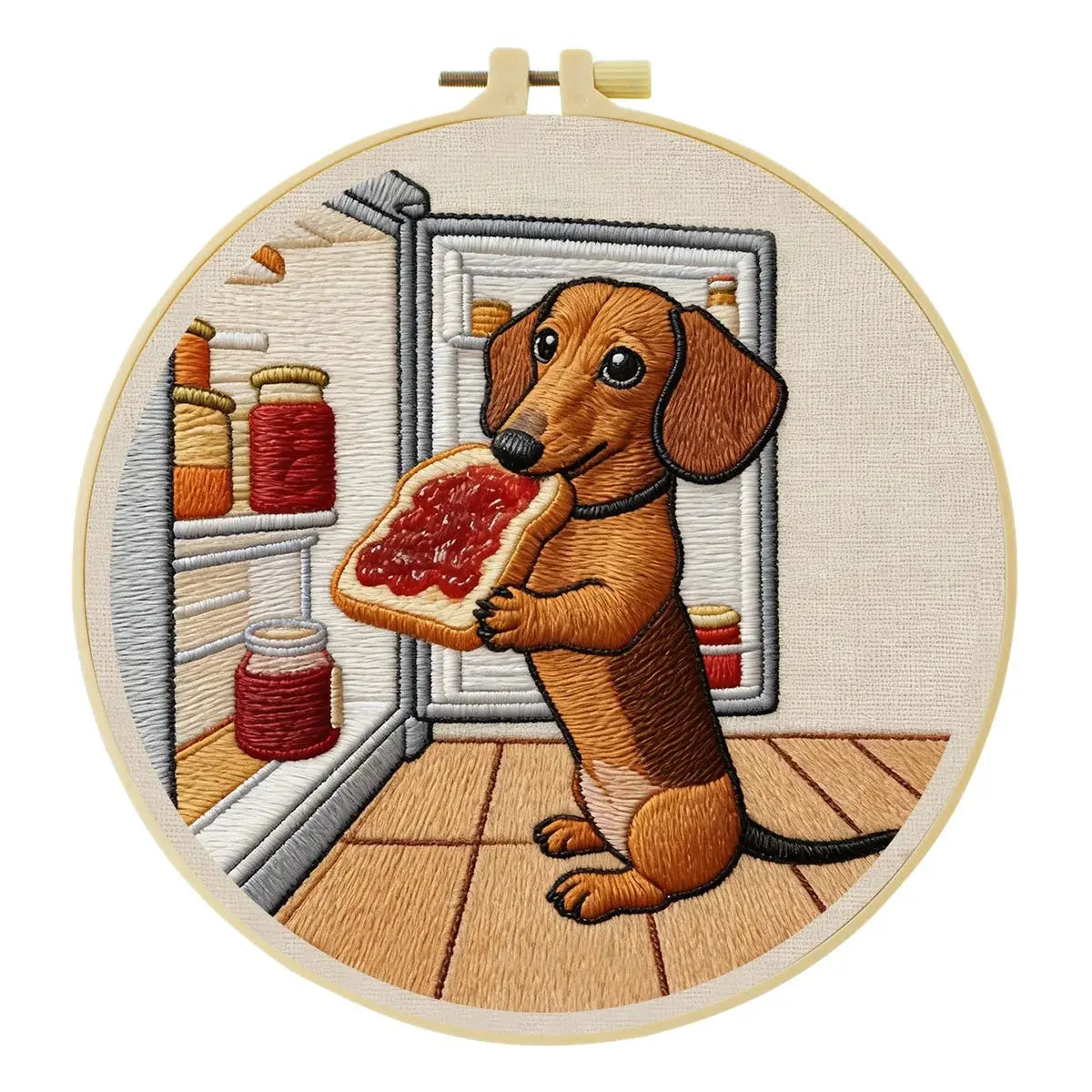 Dachshund’s Midnight Snack Embroidery Kit Kits For Stitchers