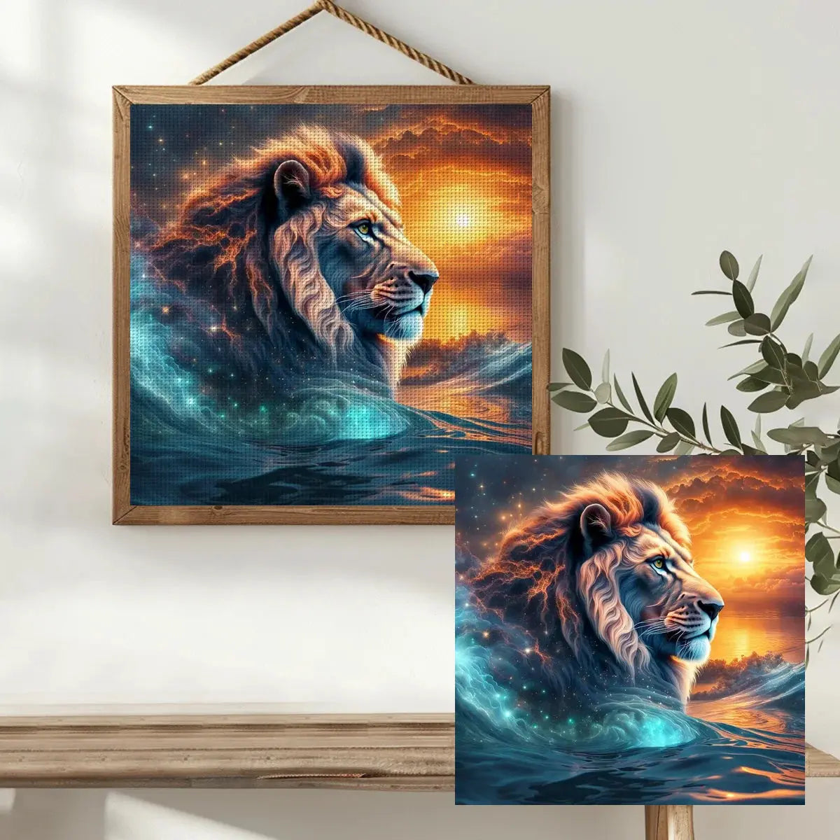 Celestial Storm Lion Cross Stitch Kit 🦁⚡🌌🔥✨ Kits For Stitchers