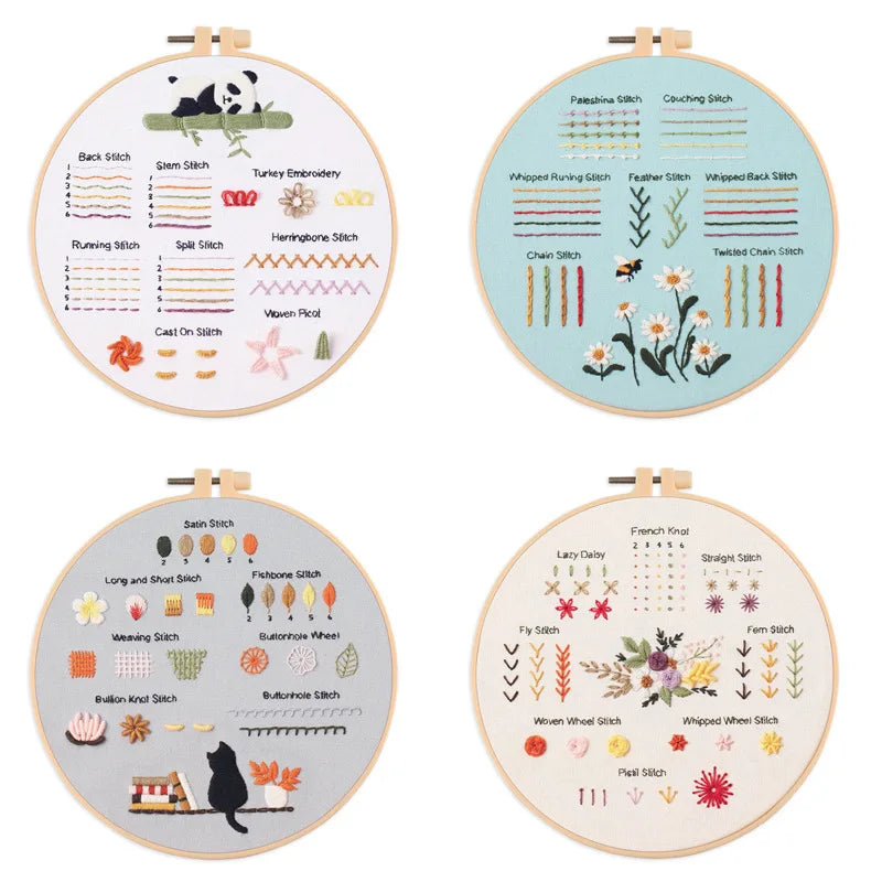 4-Piece Beginner Embroidery Stitch Sampler Kit Kits For Stitchers